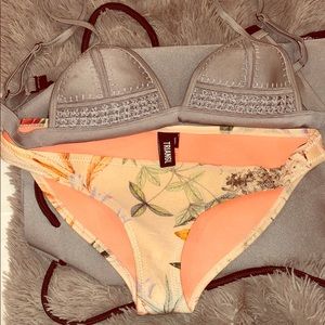 TRIANGL bikini crochet top and floral bottoms